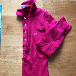 NWOT Lacoste bright pink long sleeve polo